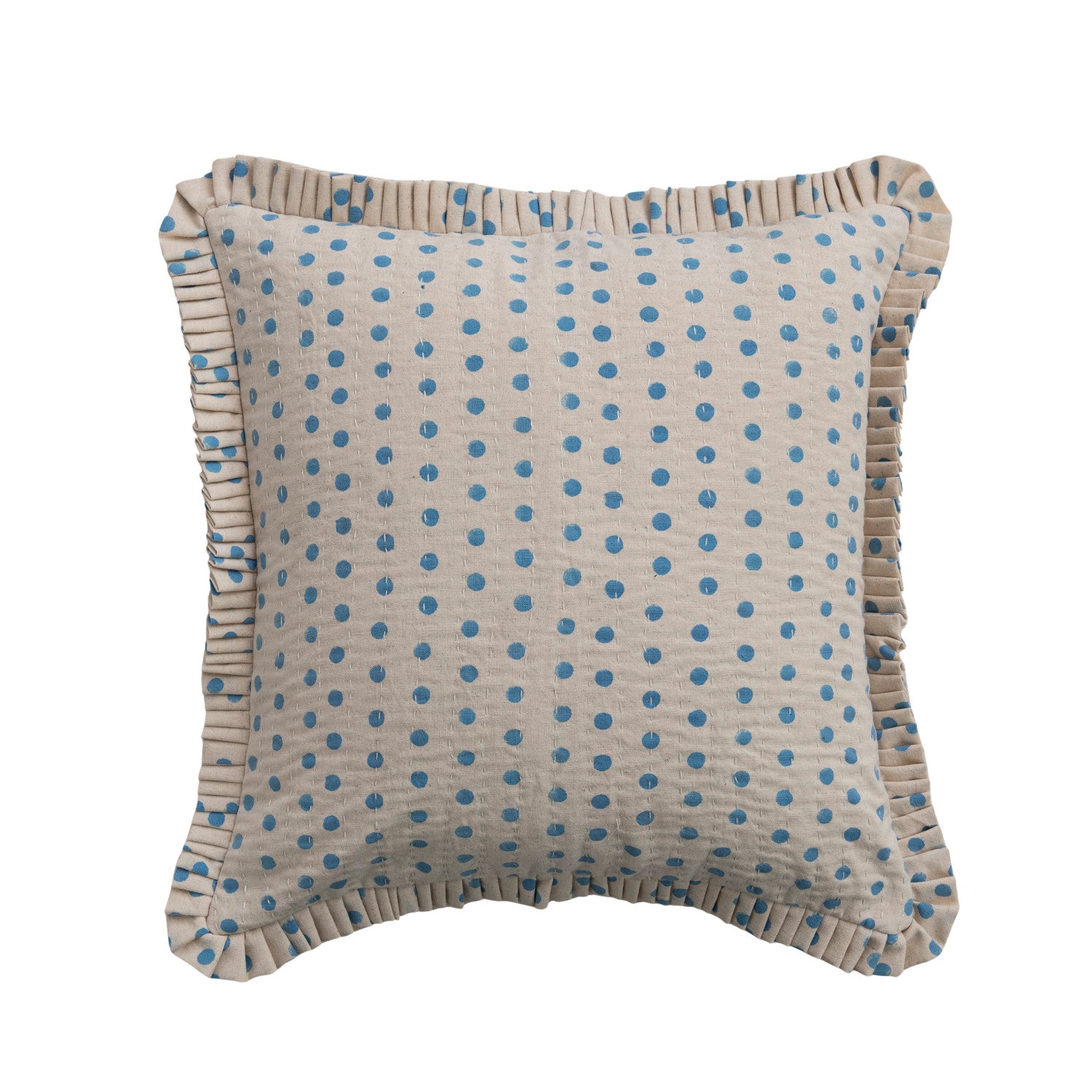Square Cotton &amp; Linen Polka Dot Pillow
