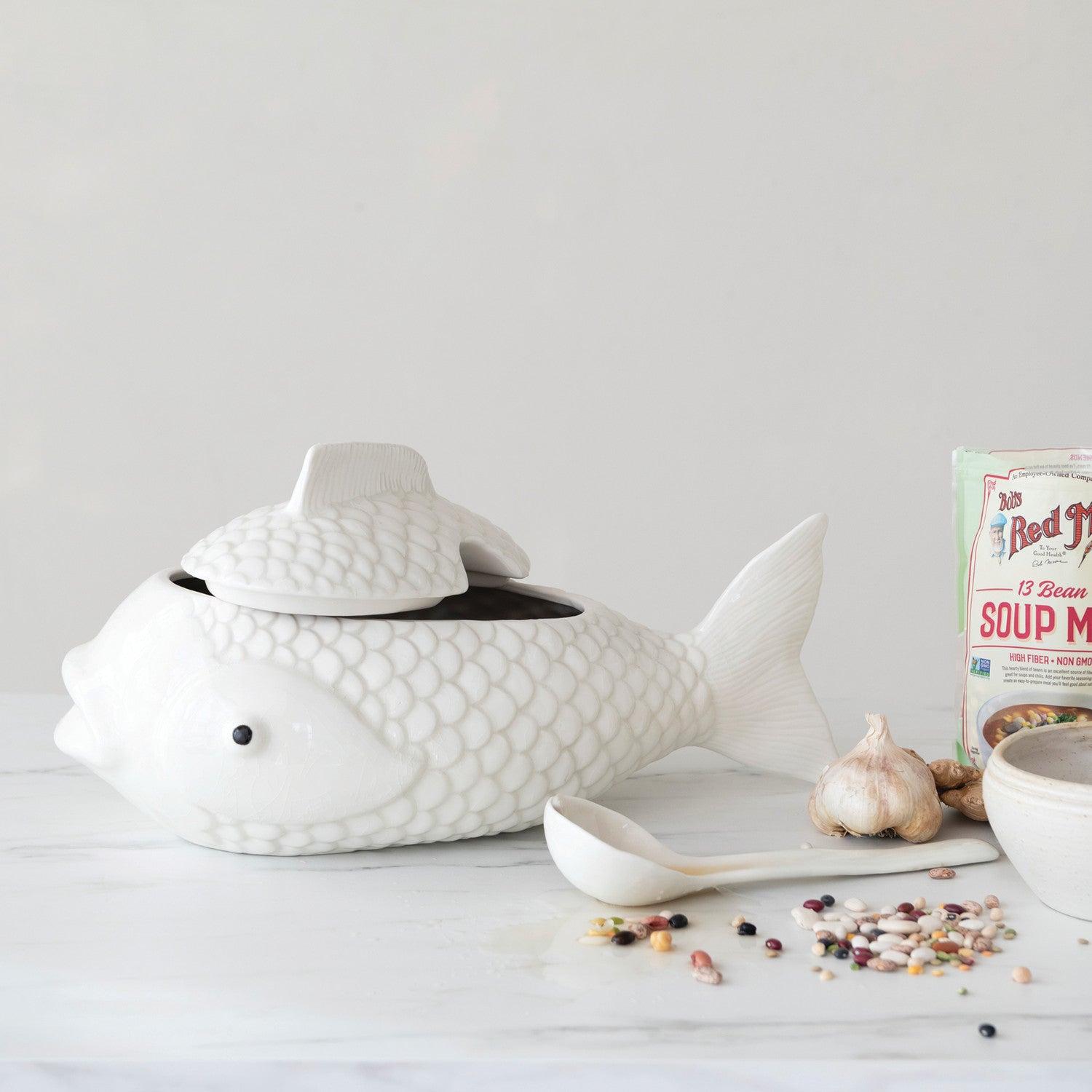 Fish Shaped Tureen with Ladle