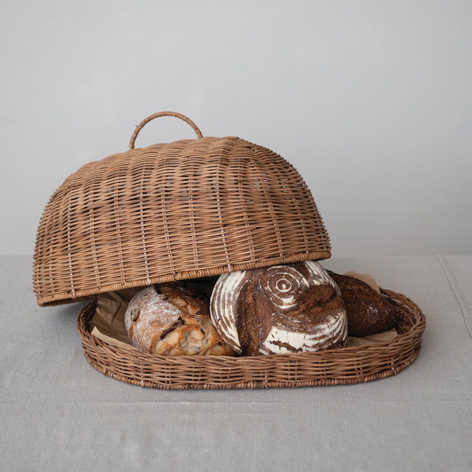 Decorative Hand-Woven Rattan Tray &amp; Cover