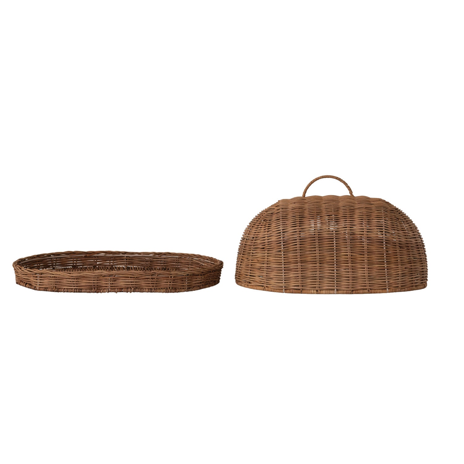 Decorative Hand-Woven Rattan Tray &amp; Cover