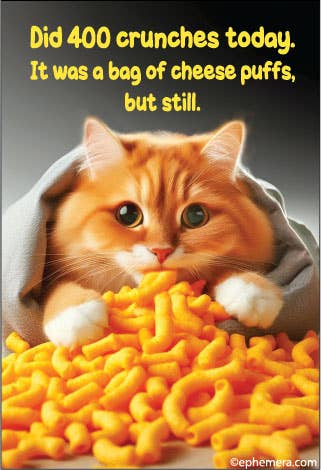 Did 400 crunches today. It was a bag of cheese puffs. - Box Turtle