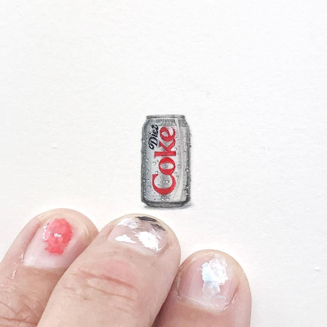 Diet Coke Miniature Watercolor Print - Box Turtle