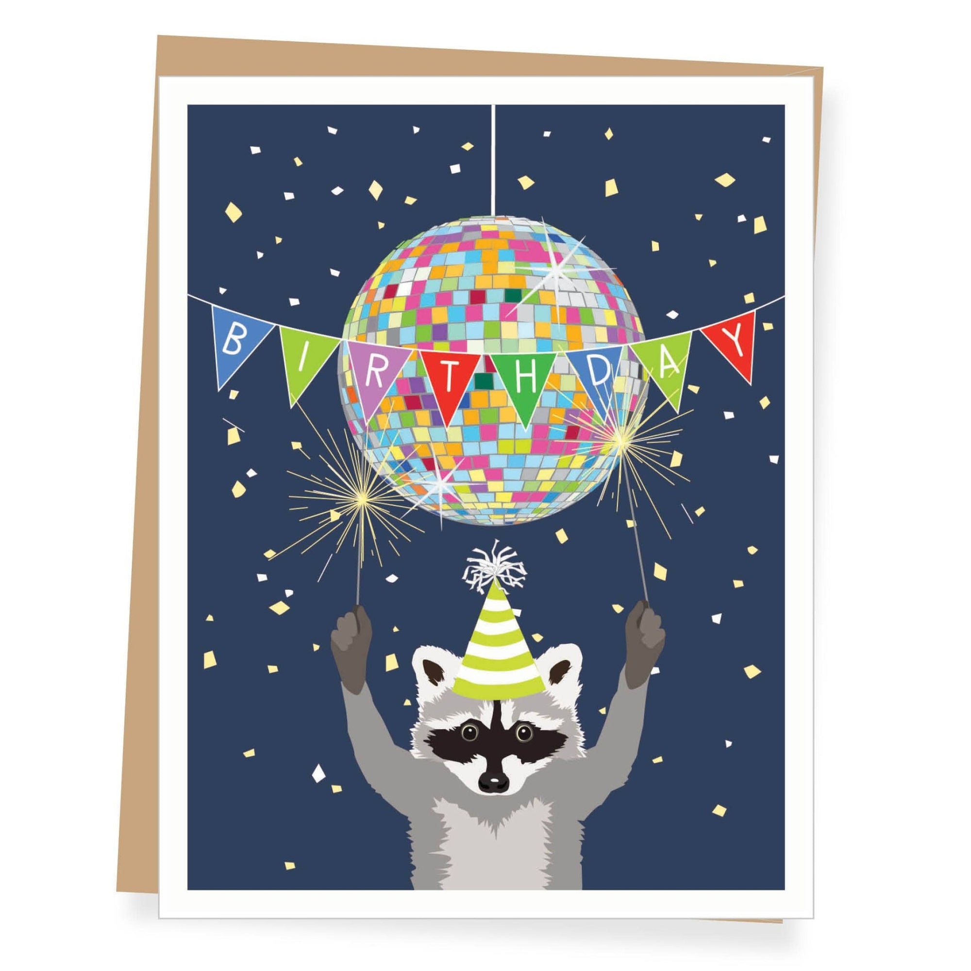 Disco Raccoon Birthday Card - Box Turtle