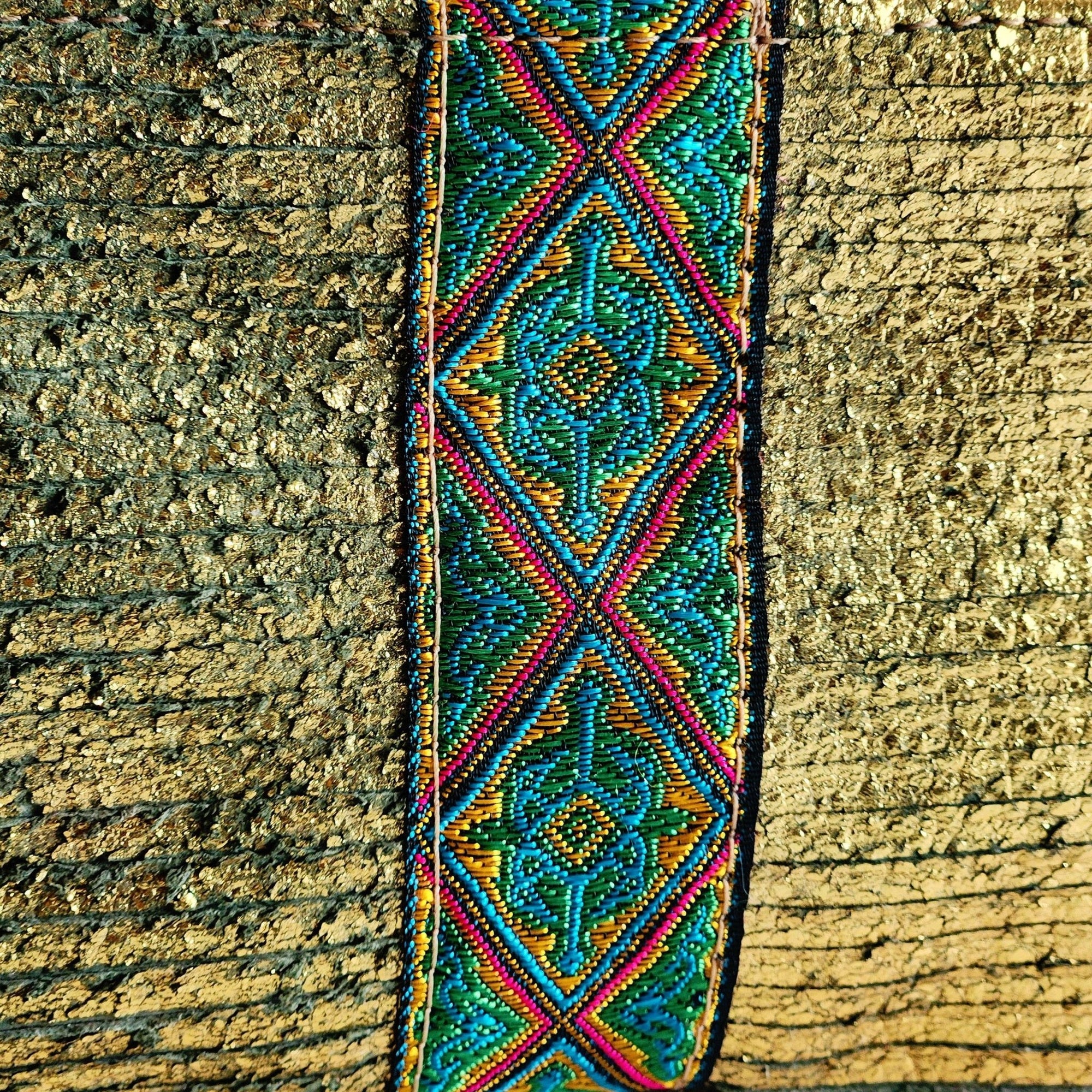 Distressed Gold Italian Leather Pouch With French Trim - Box Turtle