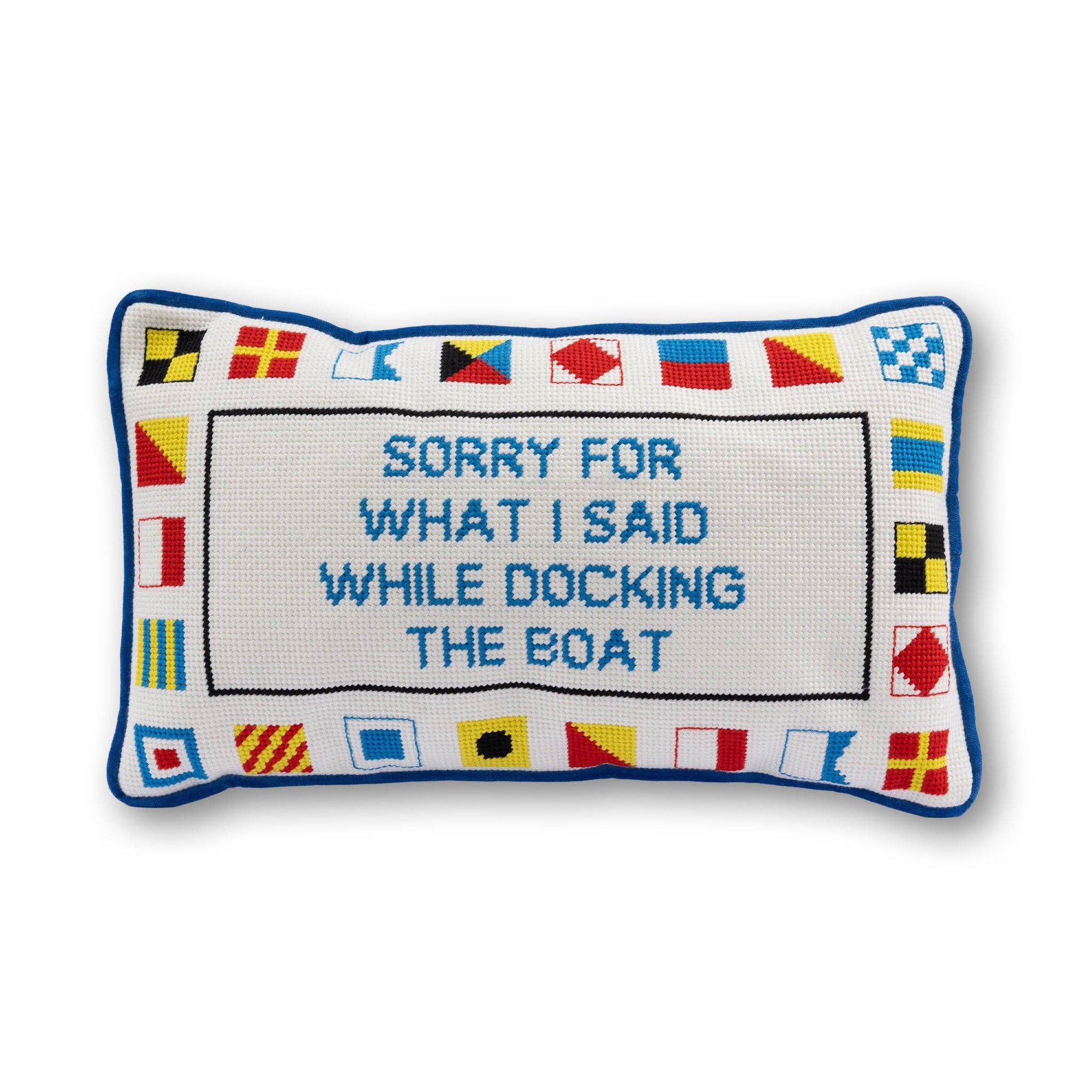 Docking The Boat Needlepoint Pillow - Box Turtle