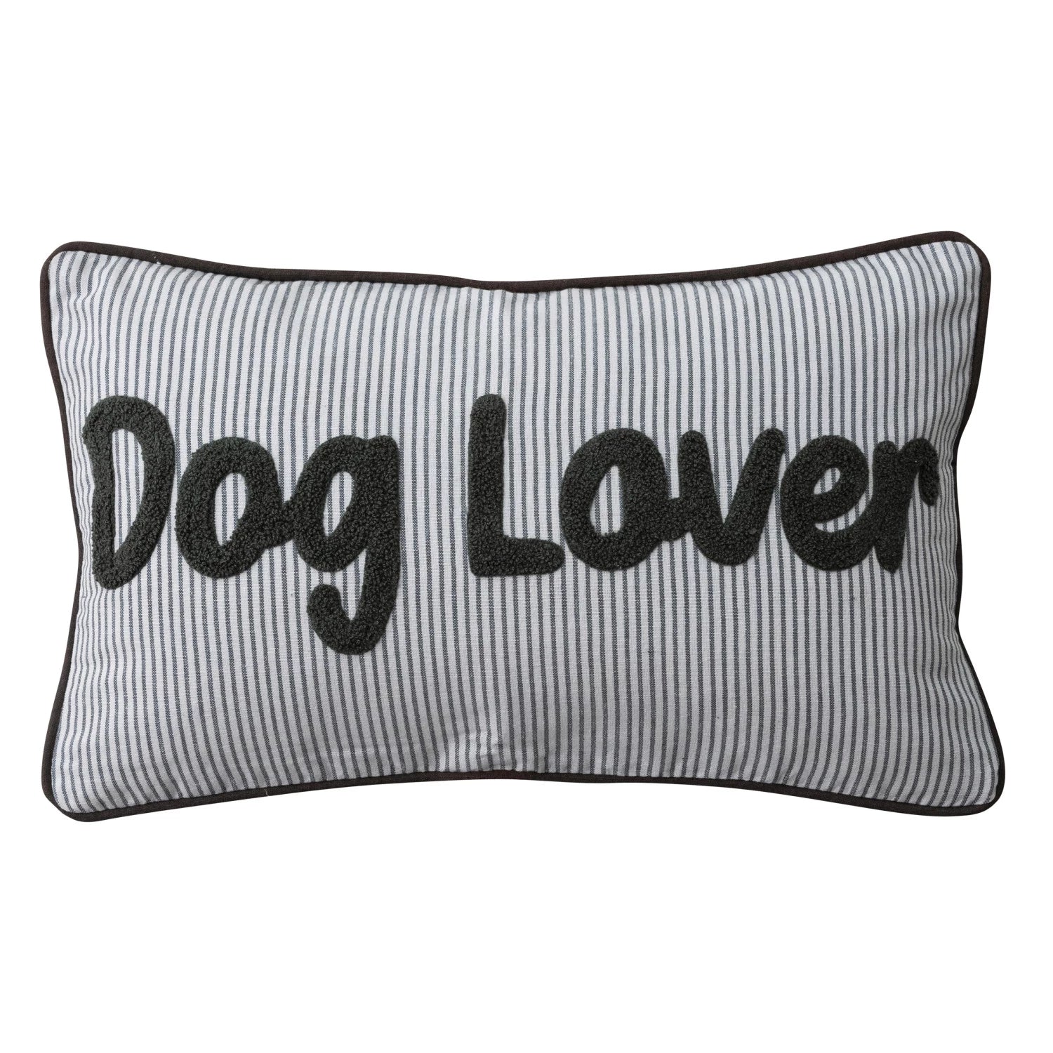 "Dog Lover" Striped Lumbar Pillow - Box Turtle