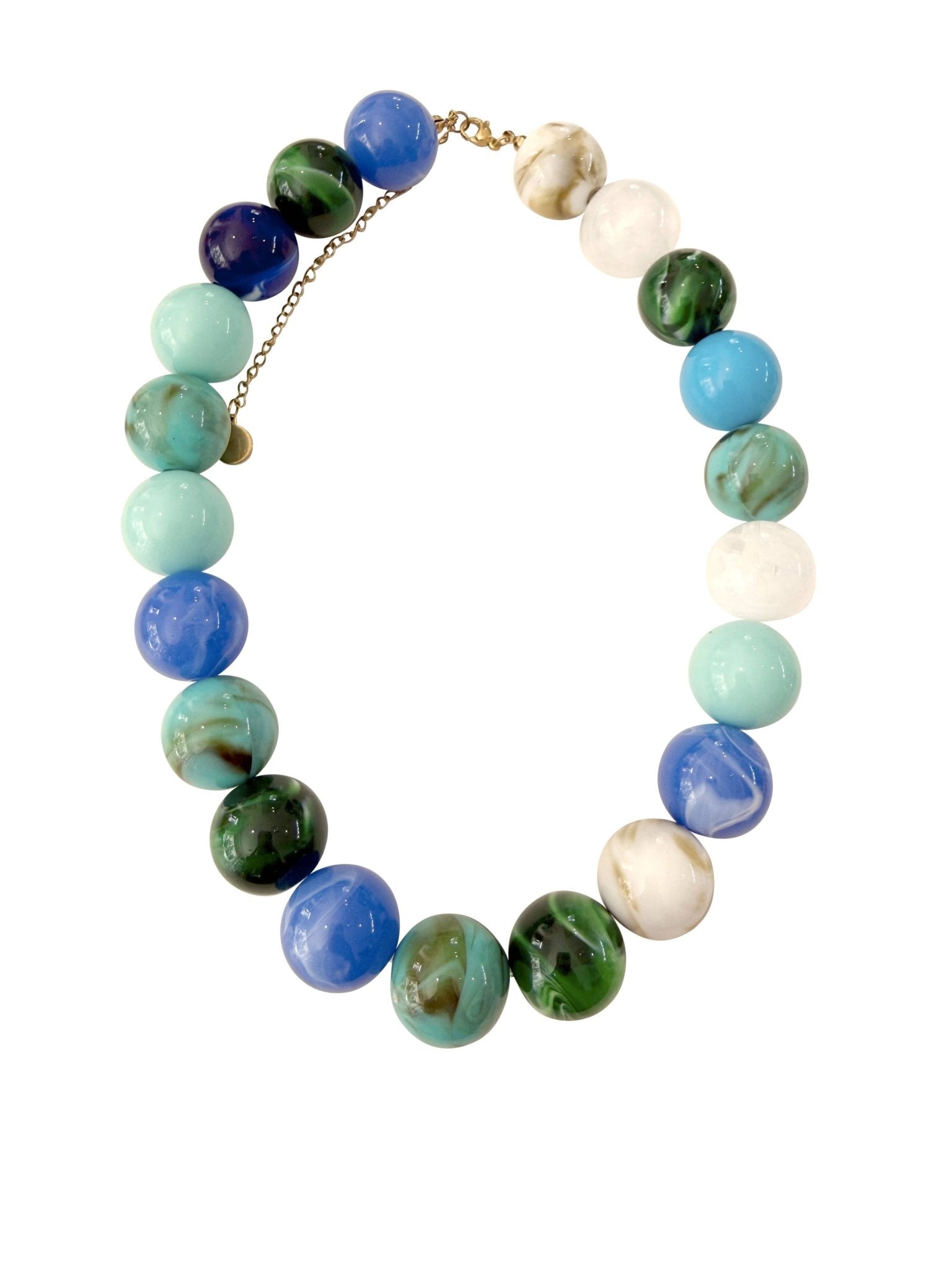 Dora Chunky Beaded Necklace - Blue Mix - Box Turtle