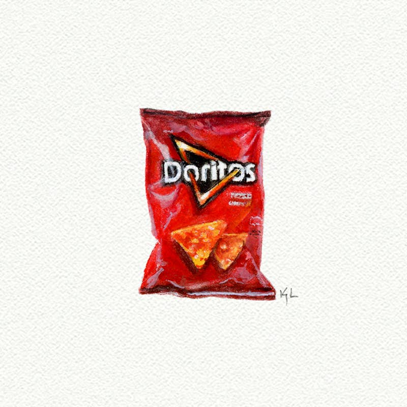 Doritos Miniature Watercolor Painting - Art Print - Box Turtle