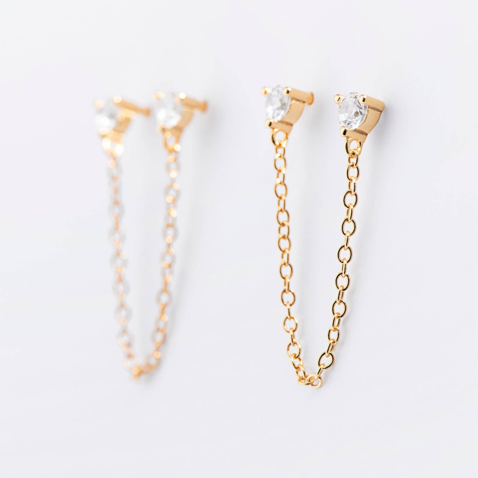 Double CZ Chain Studs - Box Turtle