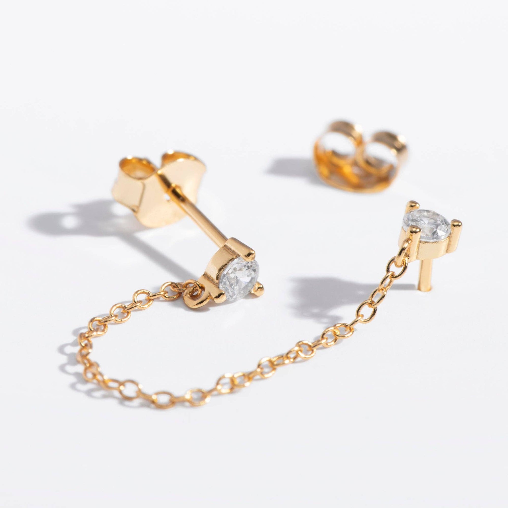 Double CZ Chain Studs - Box Turtle