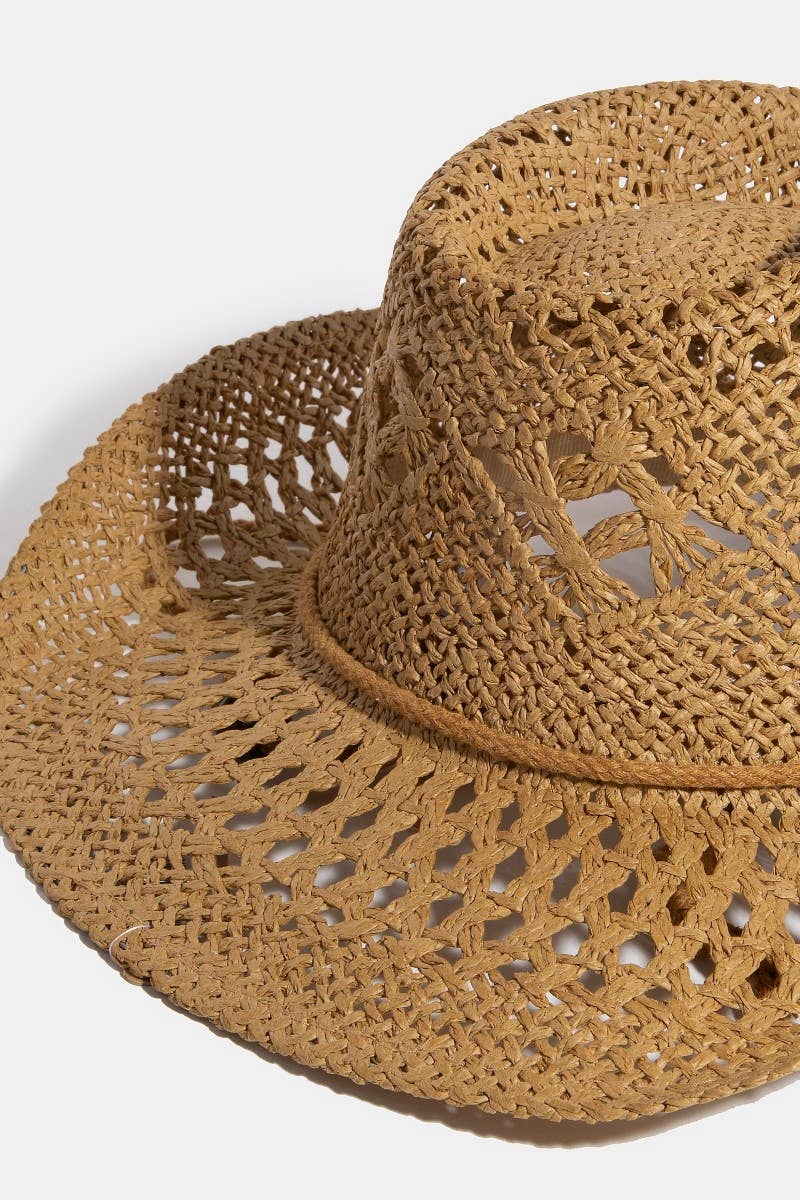 Double Strap Western Straw Hat - Box Turtle