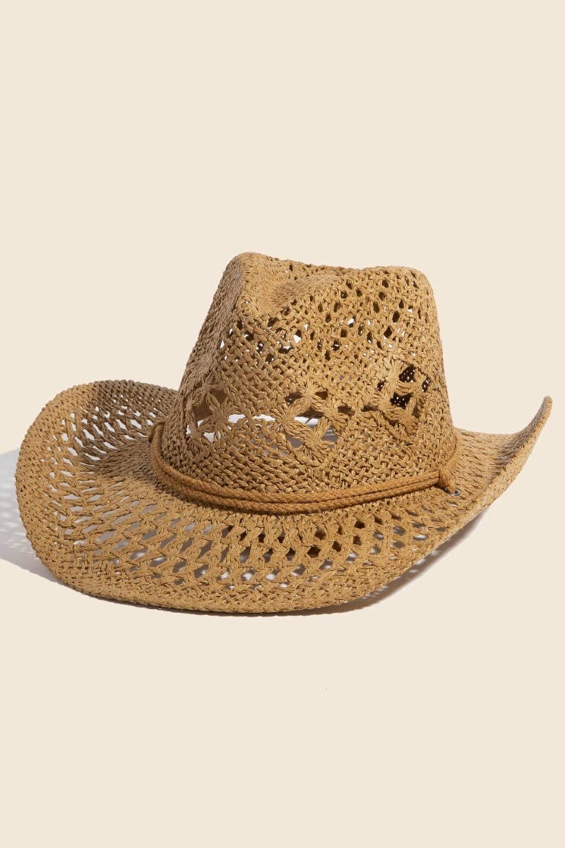 Double Strap Western Straw Hat - Box Turtle