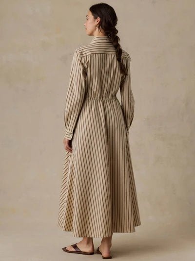 Drift Sand Stripe Coastal Poplin Catalina Dress - Box Turtle