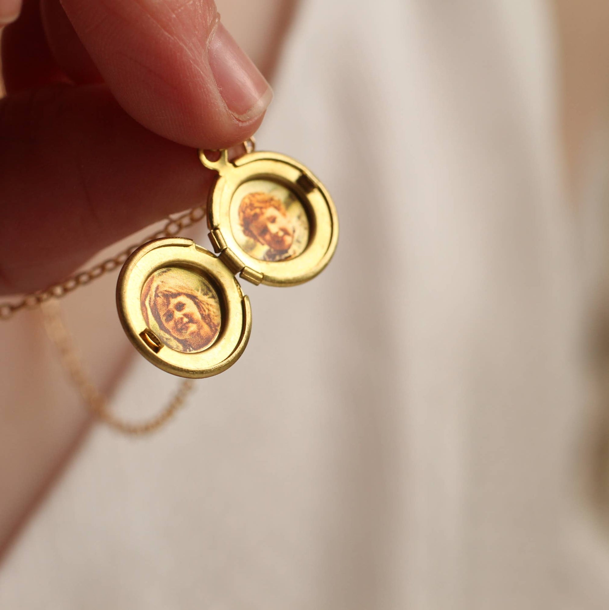 Tiny Brass Round Locket Necklace