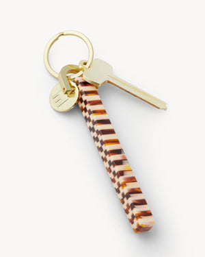 Tortoise Checker & Gold Bar Keychain