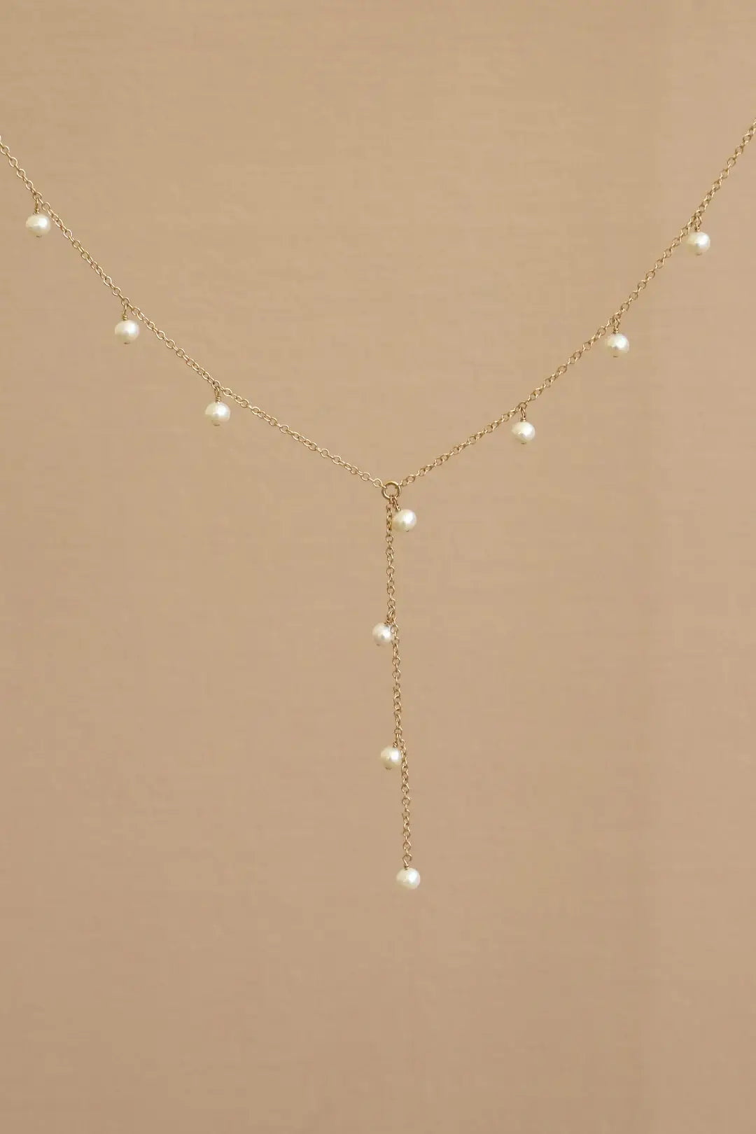Gold Elle Pearl Drop Lariat Necklace