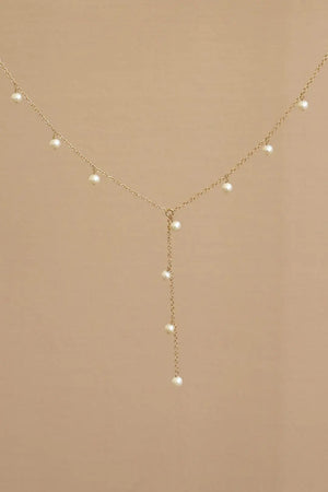 Gold Elle Pearl Drop Lariat Necklace