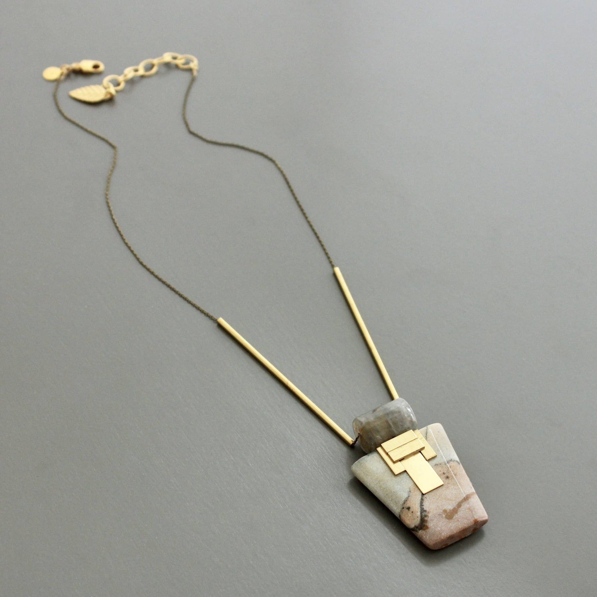 Geometric Stone Pendant Necklace
