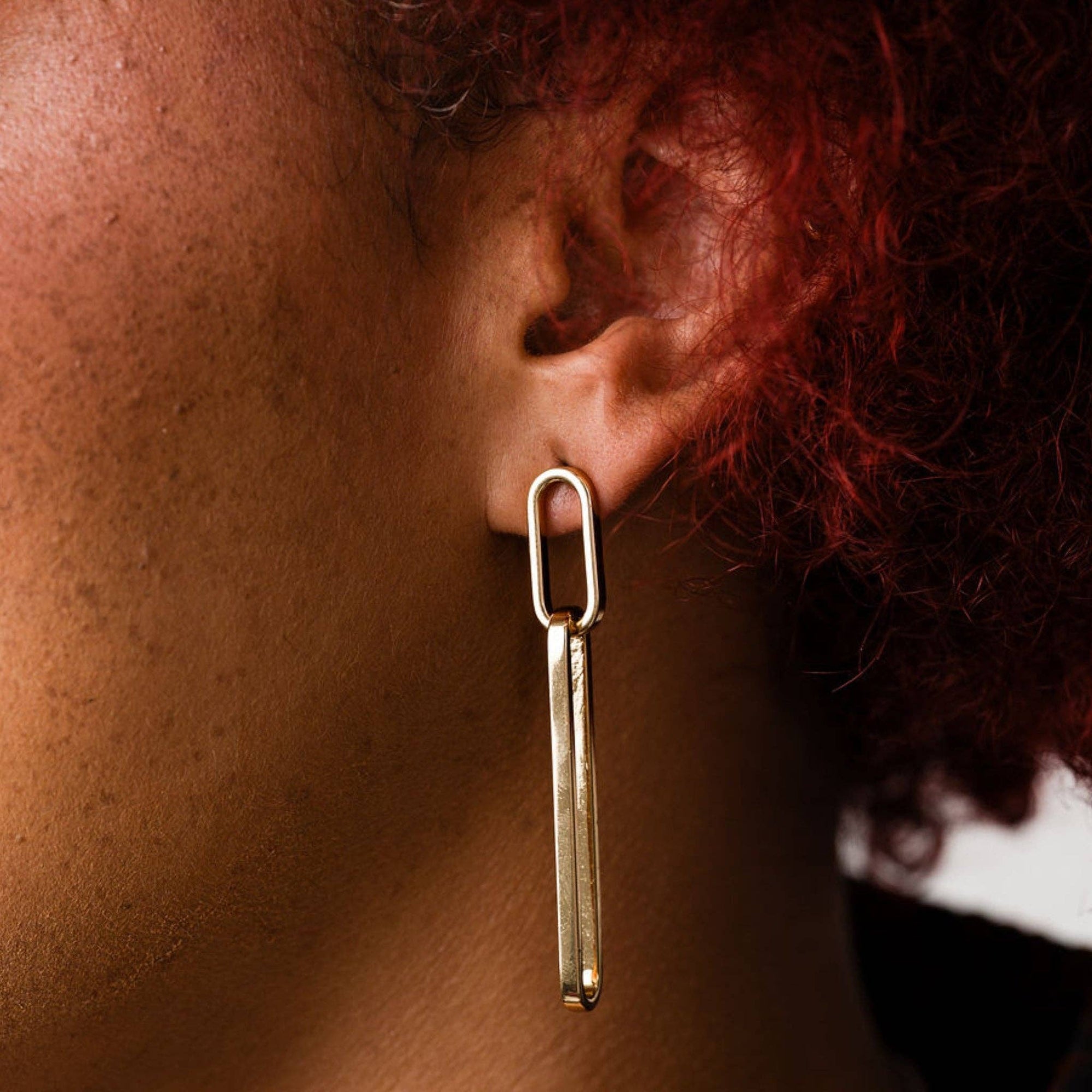 Gold-Plated Paperclip Drop Earrings
