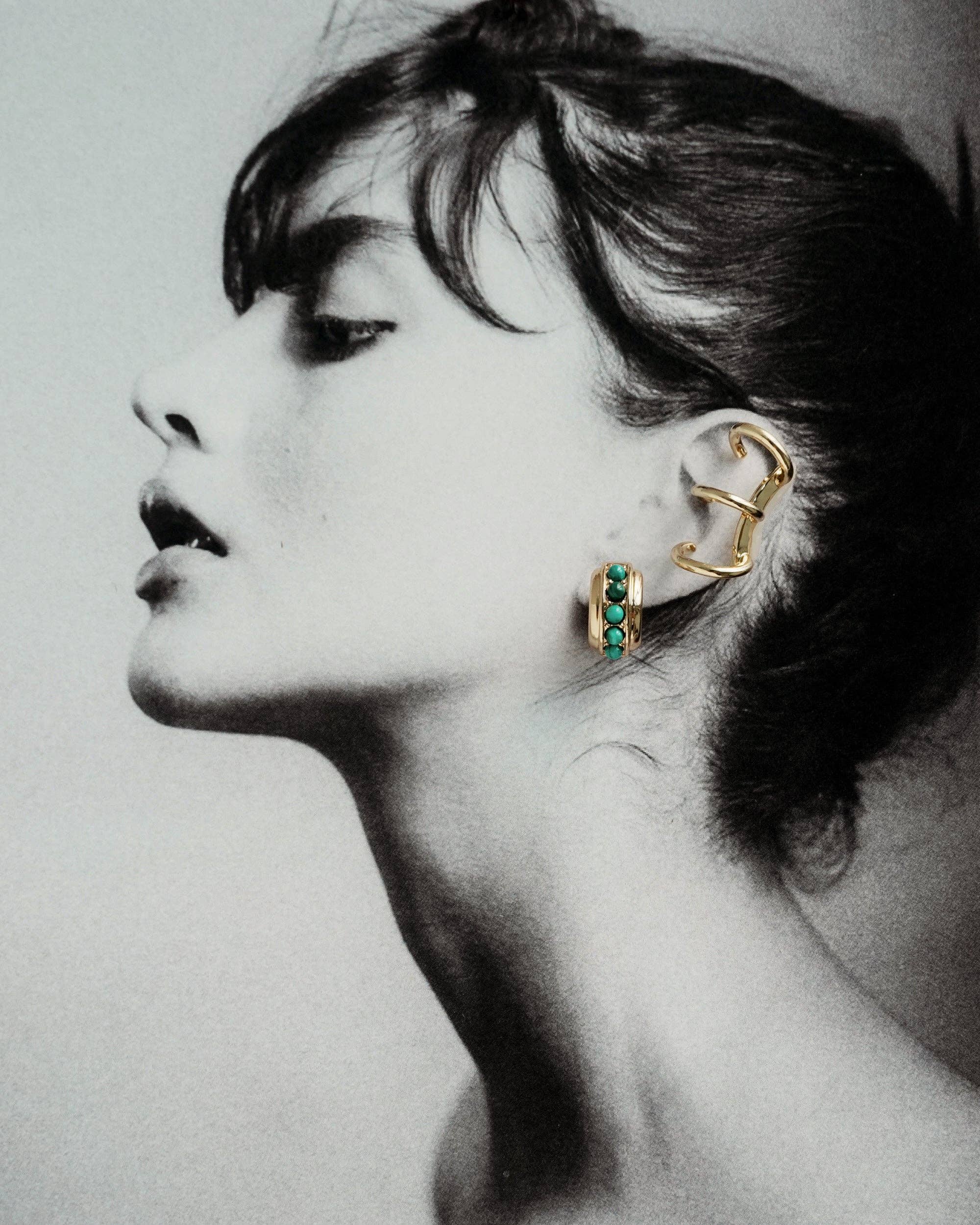 Malachite Evy Raised Gemstone Hoops