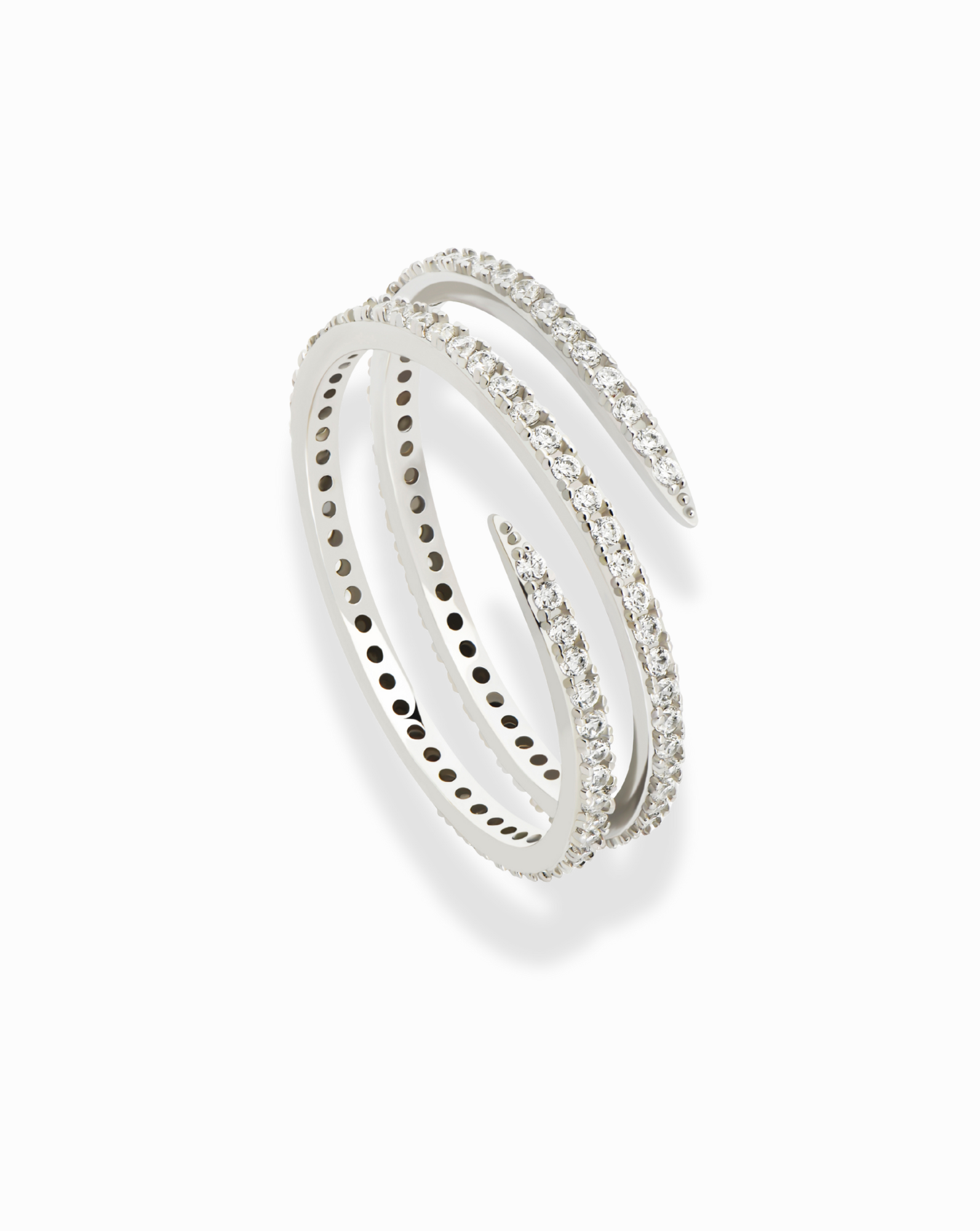 Silver Greer Pave Spiral Ring