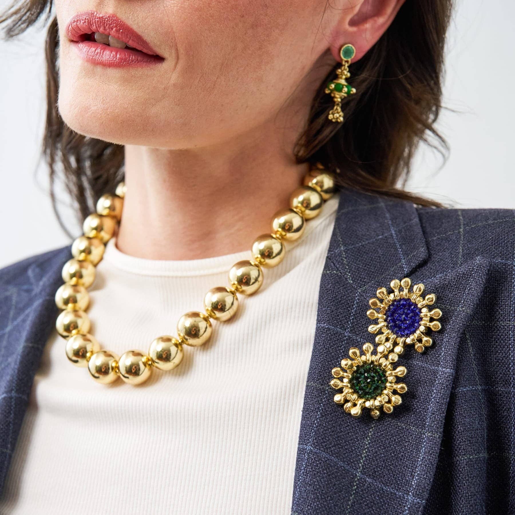 Johannah Crystal Emerald Brooch