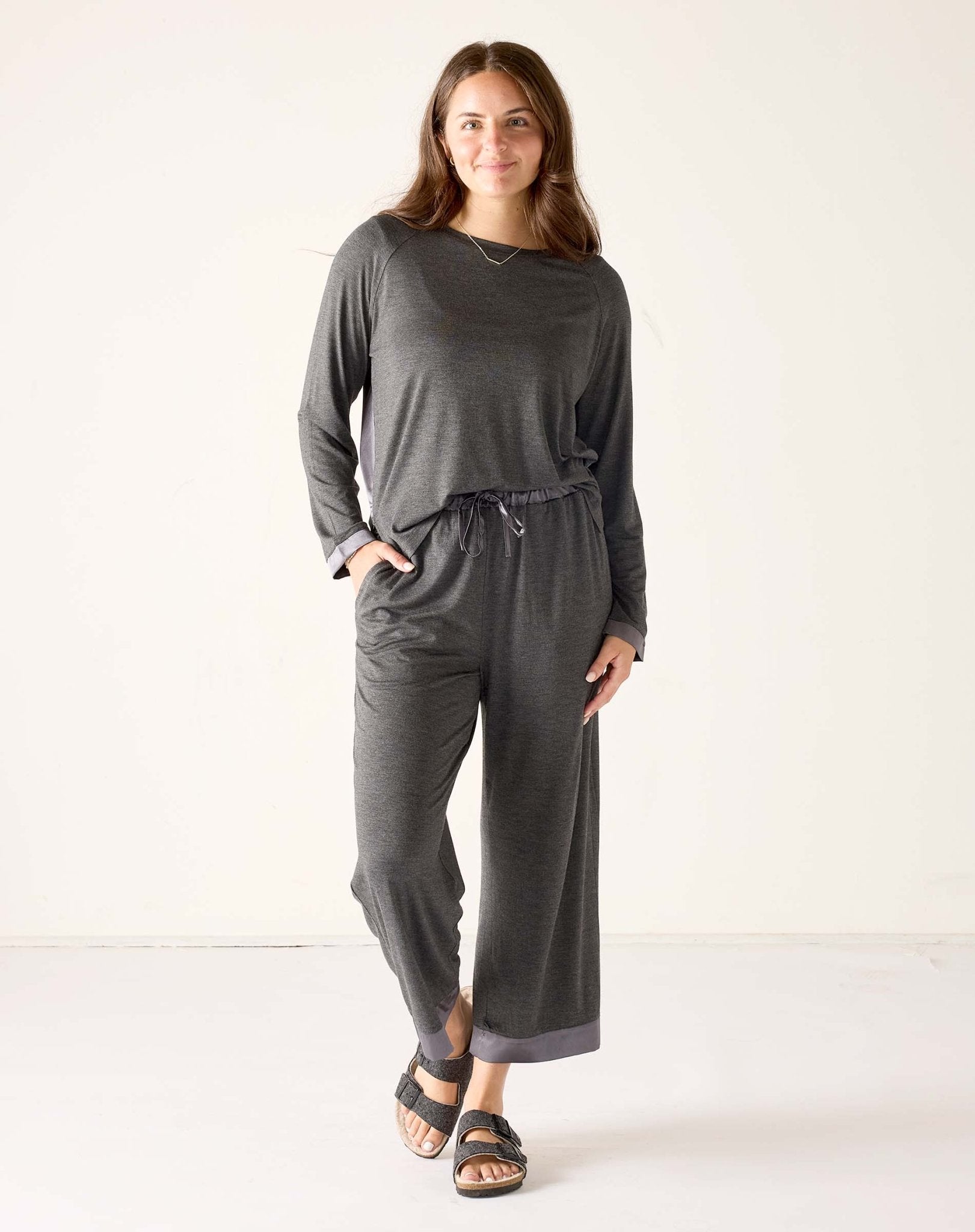 Eclipse Grey Satin Sailor Pajama Set - Box Turtle