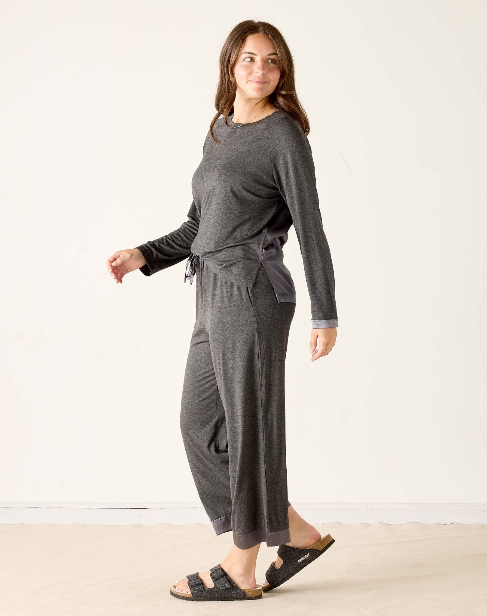Eclipse Grey Satin Sailor Pajama Set - Box Turtle