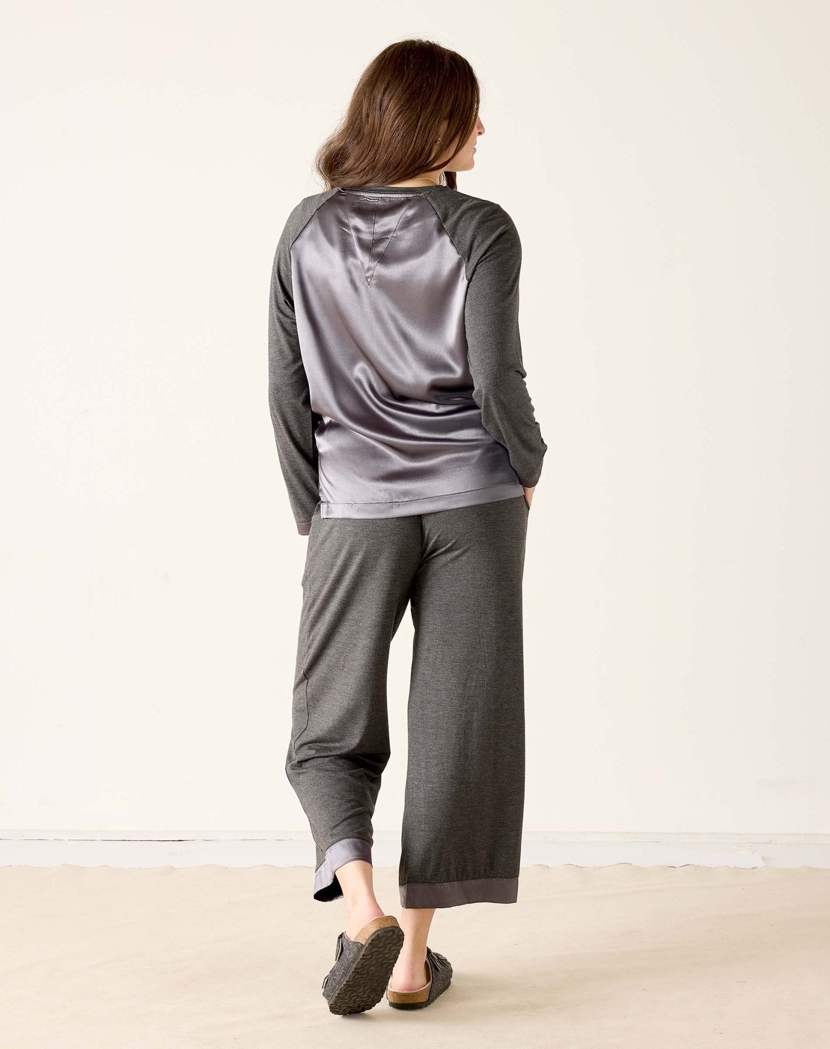 Eclipse Grey Satin Sailor Pajama Set - Box Turtle