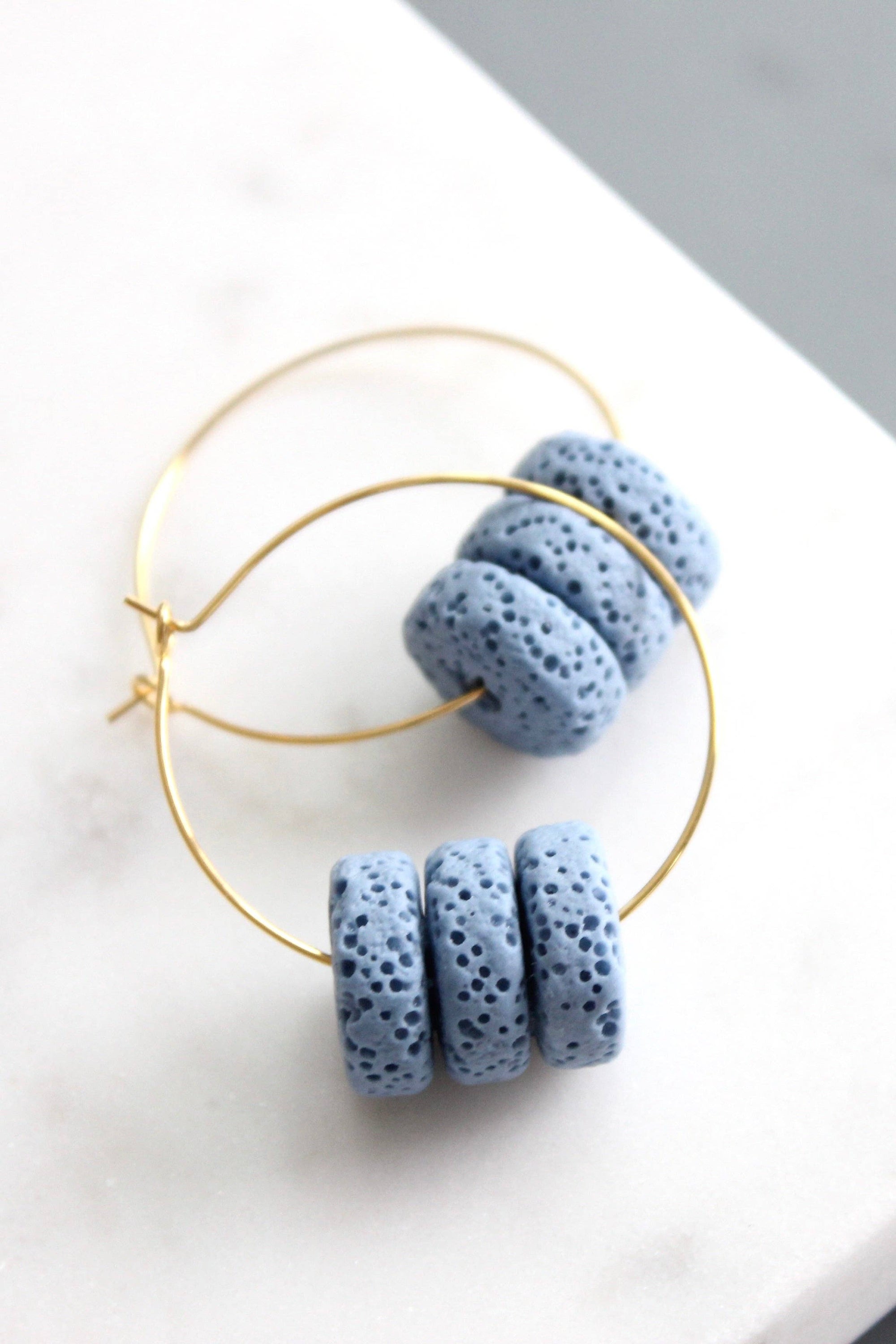 Lava Bead Hoop Earrings