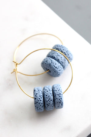 Lava Bead Hoop Earrings