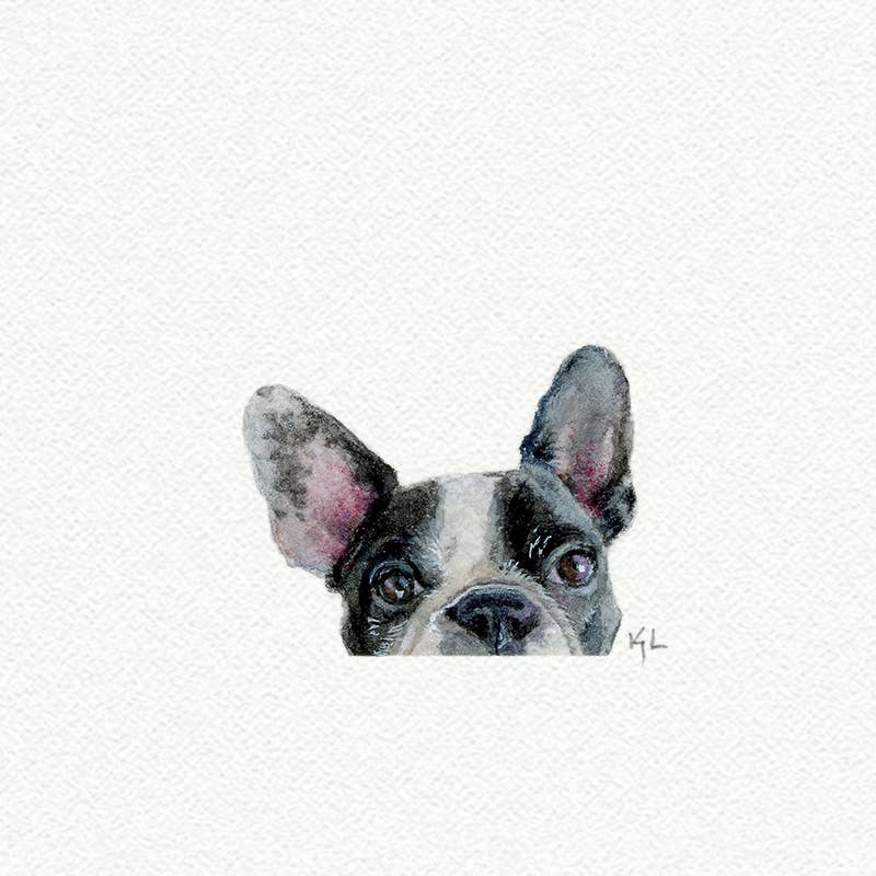 Peeking French Bulldog Watercolor Print