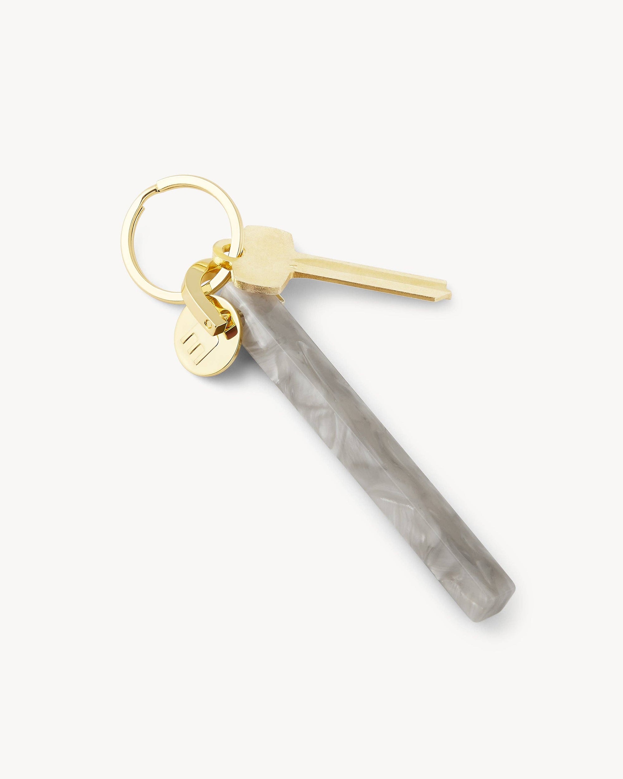 Grey Shell & Gold Bar Keychain