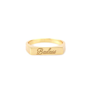 Gold Badass Engraved Ring