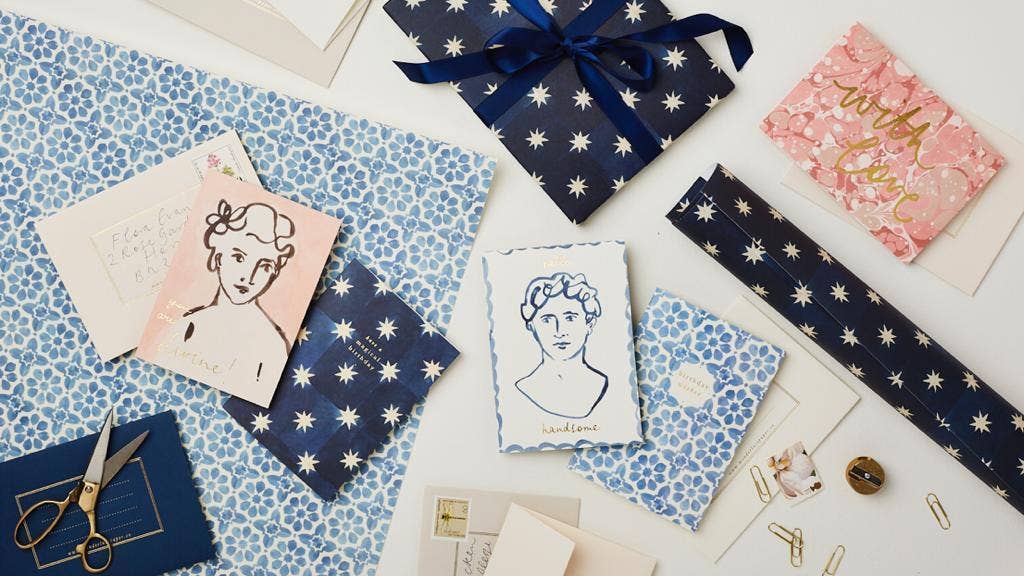 Navy Star Patterned Wrapping Paper