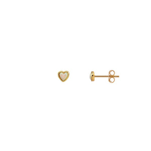 Gold Opal Heart Studs