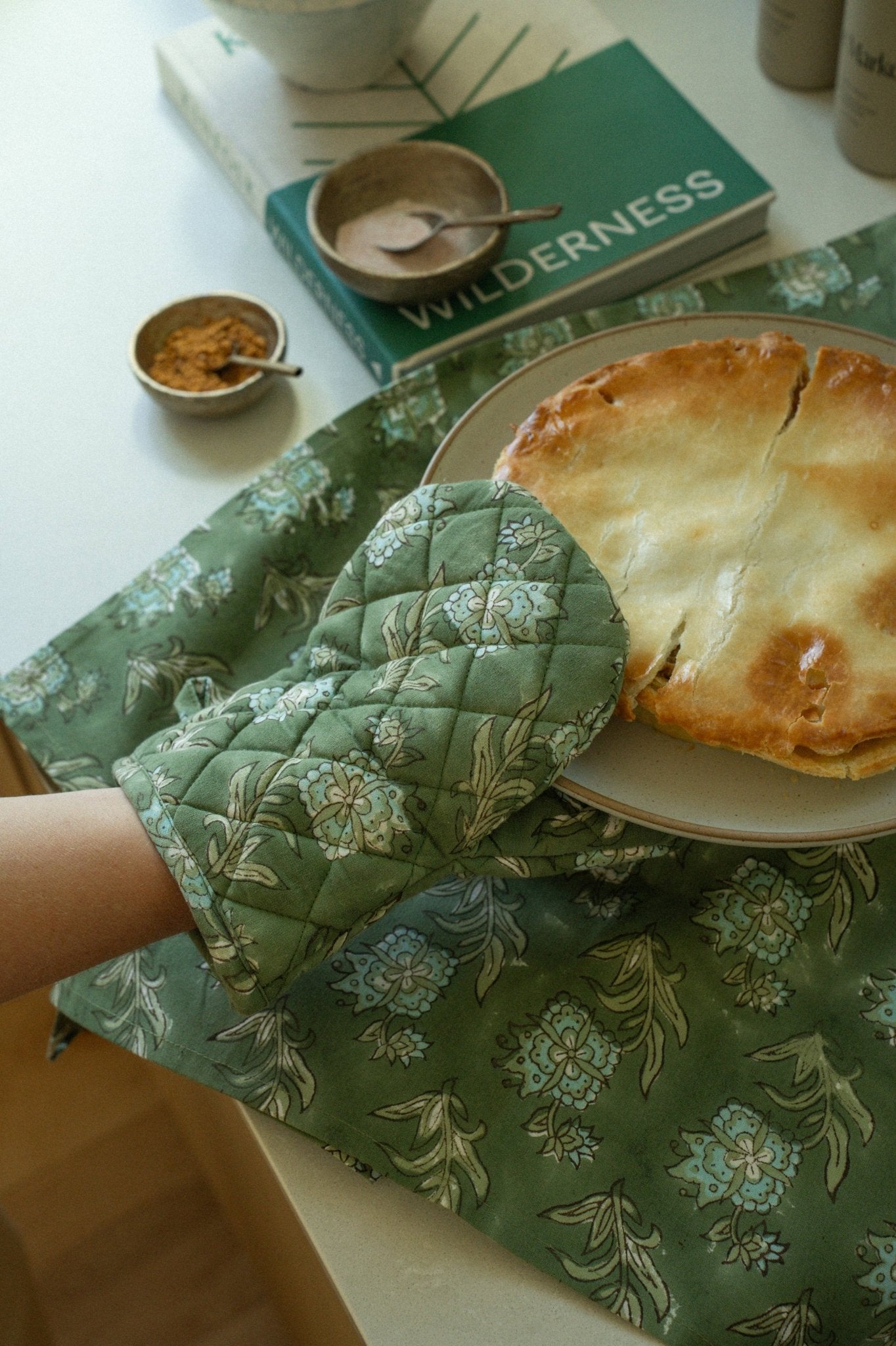 Elowen Block Print Oven Mitt - Box Turtle