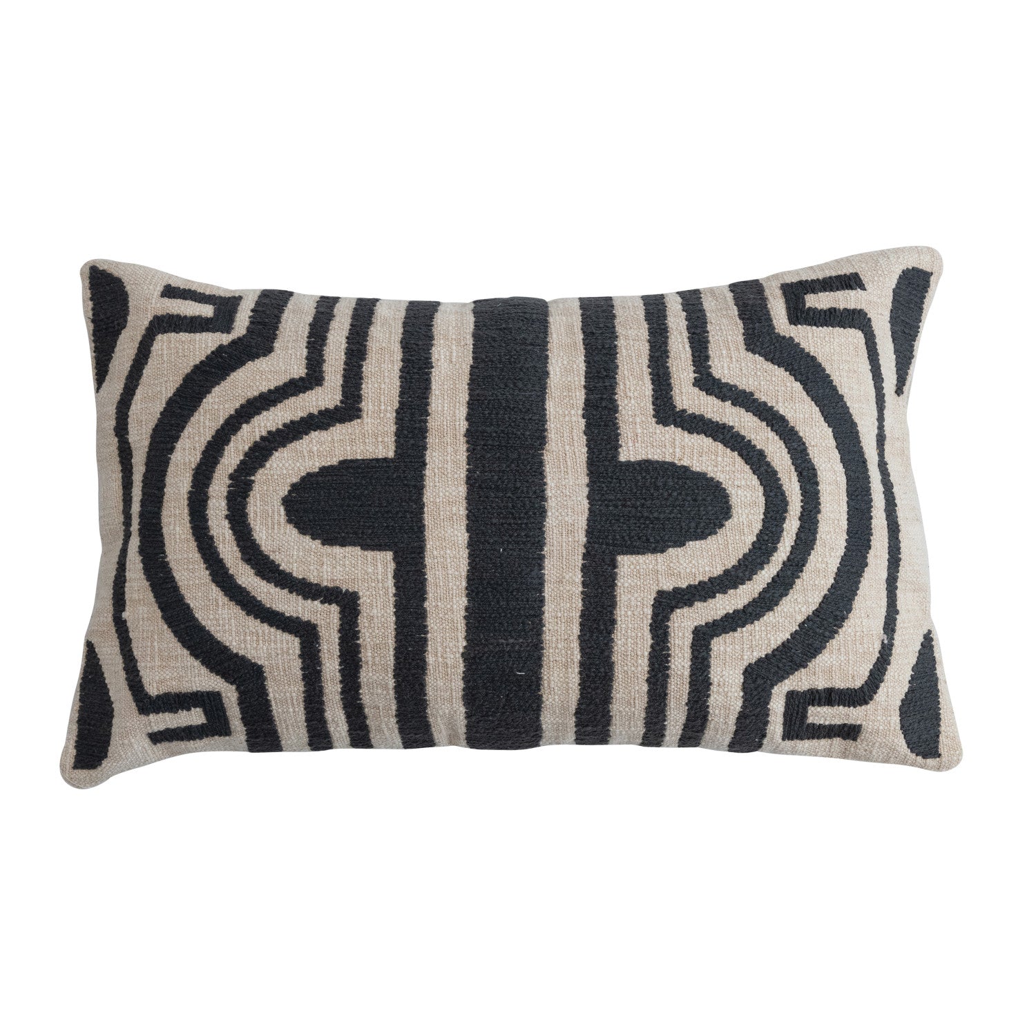 Embroidered Line Design Lumbar Pillow - Box Turtle