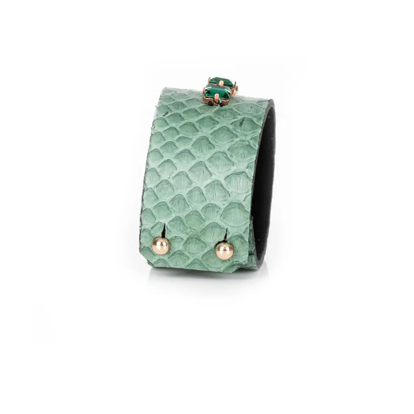 Emerald Line Python Cuff Mint Green Crystal Statement - Box Turtle