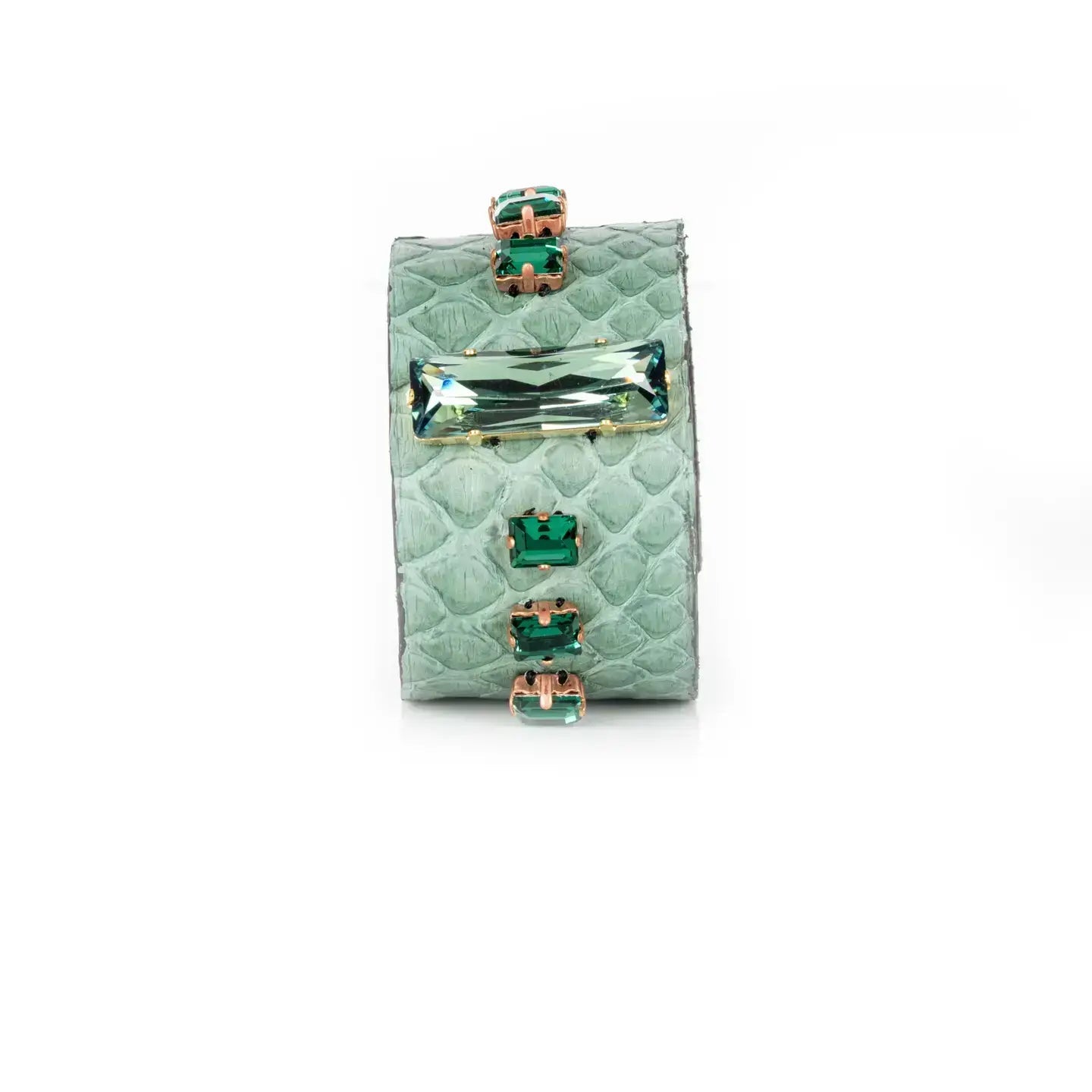 Emerald Line Python Cuff Mint Green Crystal Statement - Box Turtle