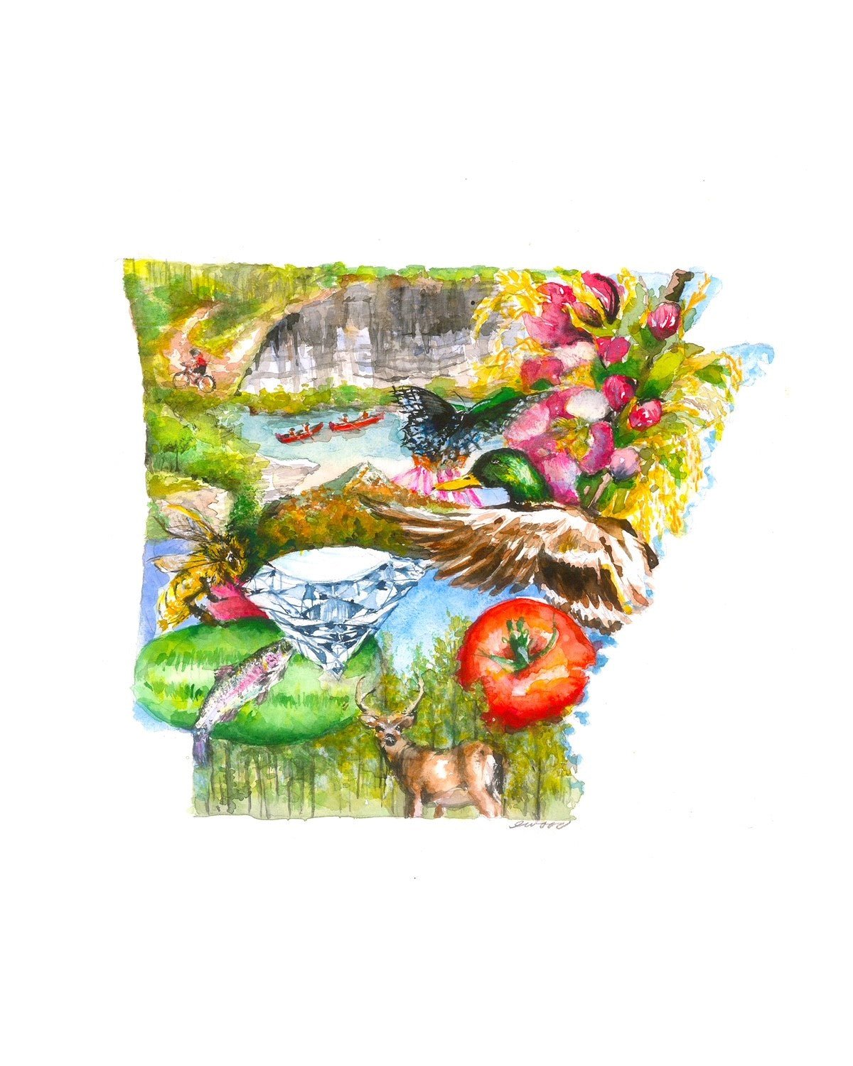 Emily Wood Arkansas Icons Watercolor Print - Box Turtle