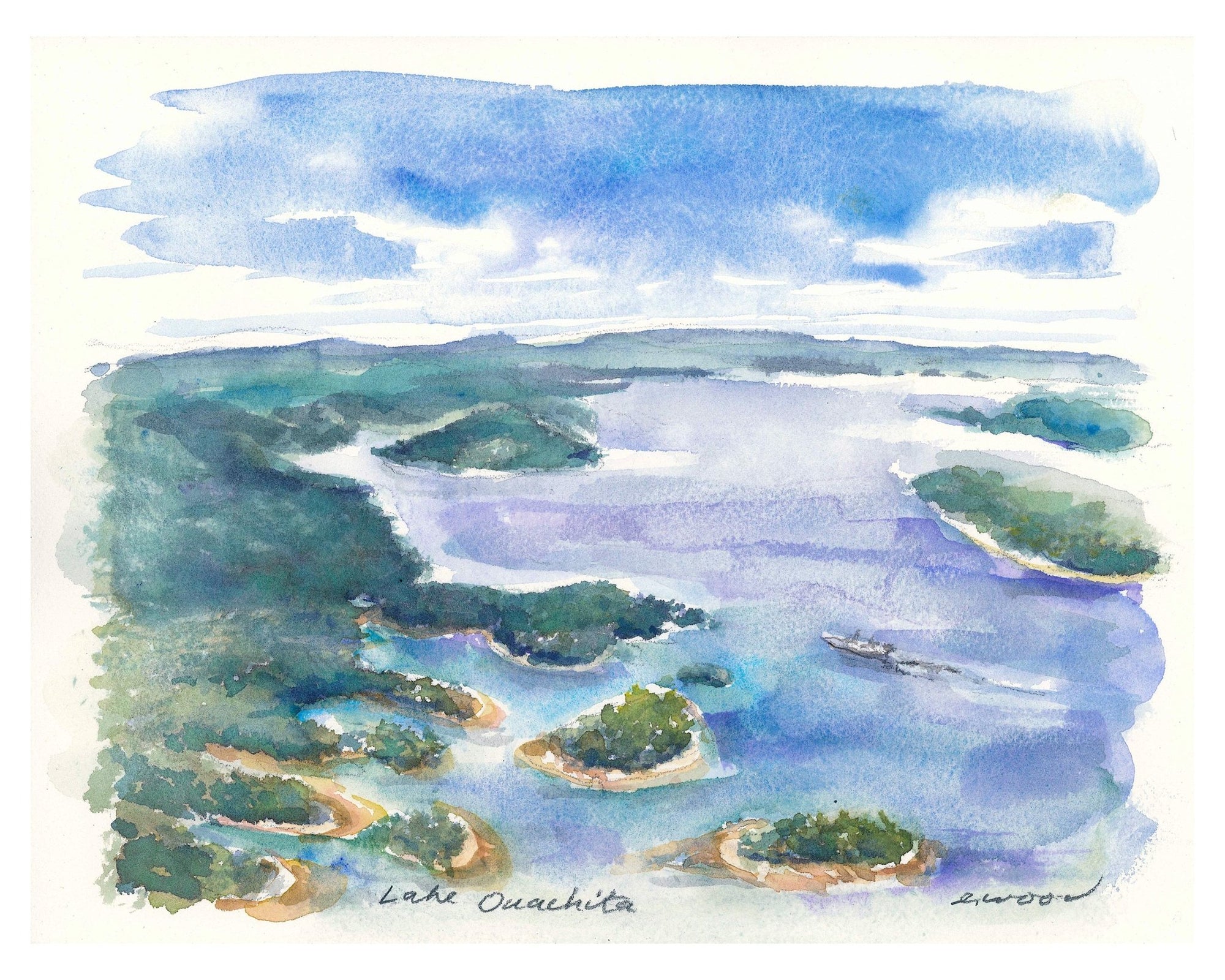 Emily Wood Lakes &amp; Rivers Print - Box Turtle