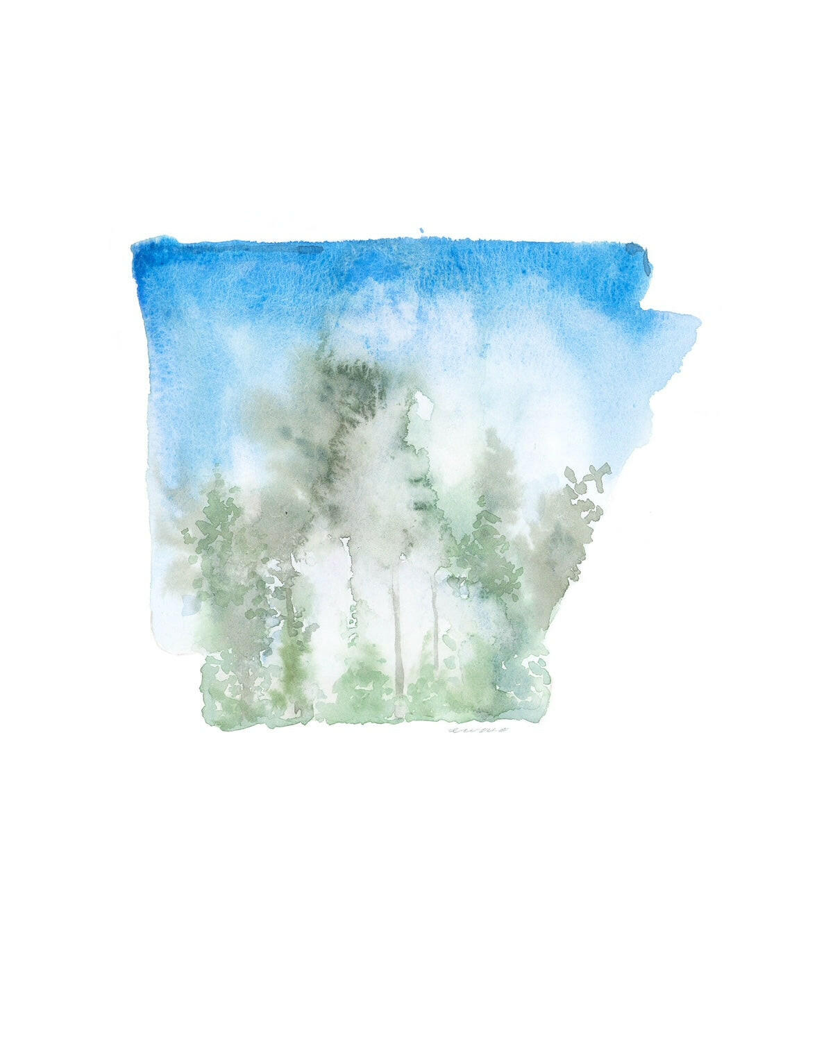 Emily Wood State Tree Watercolor Prints - Arkansas