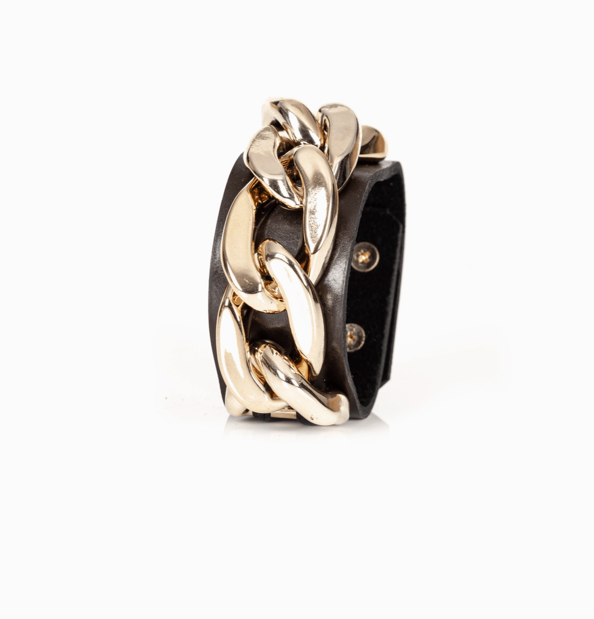 Empire Chain Leather Cuff - Box Turtle