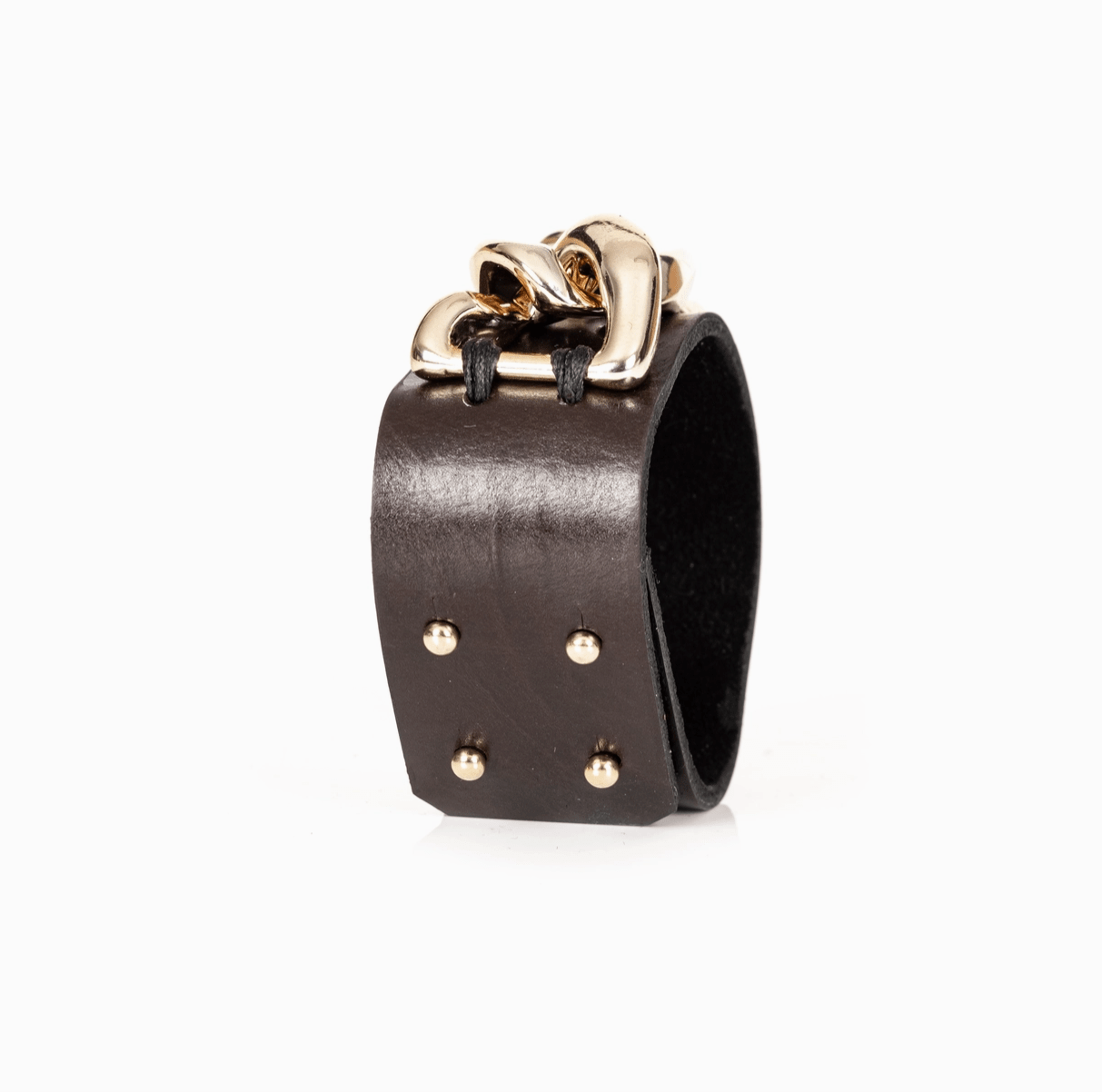 Empire Chain Leather Cuff - Box Turtle