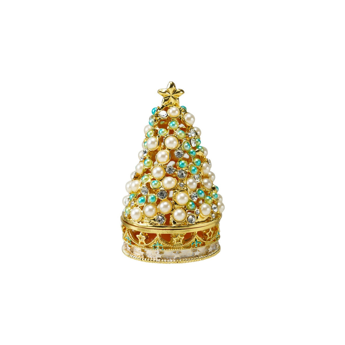 Enameled Metal Tree Shaped Trinket Box - Box Turtle