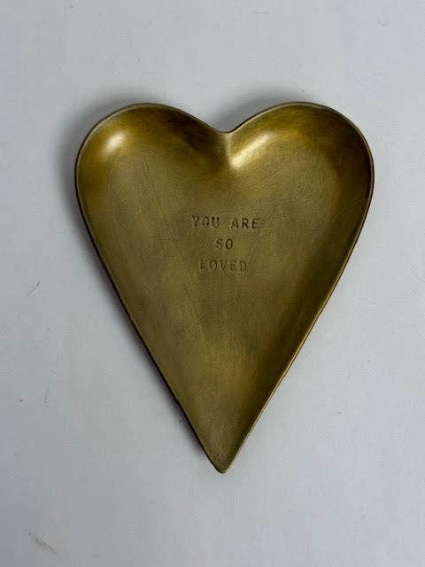 Engraved Heart Brass Trinket Tray - Box Turtle