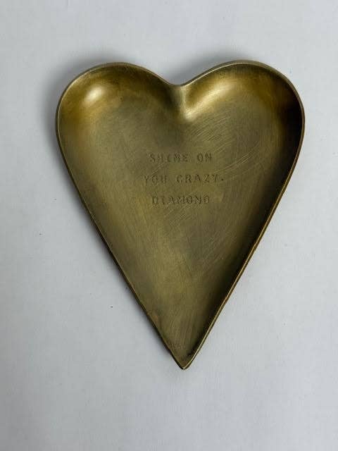 Engraved Heart Brass Trinket Tray - Box Turtle