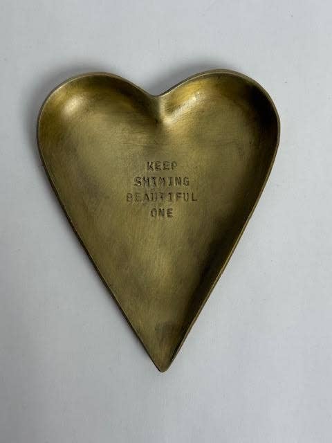 Engraved Heart Brass Trinket Tray - Box Turtle