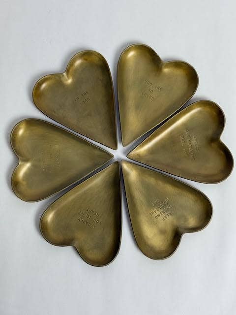 Engraved Heart Brass Trinket Tray - Box Turtle